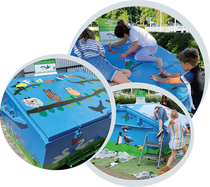 lustig bemalter Polterabendcontainer